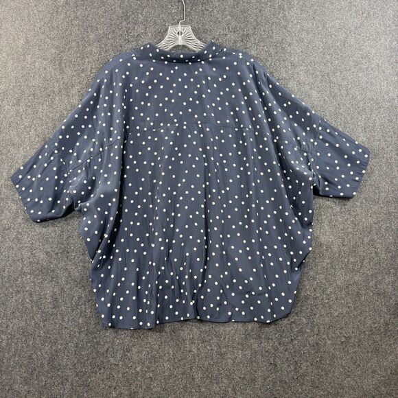 Gerard Darel Blouse Women's 40 Navy Blue Polka Dot Buttons - Picture 6 of 9